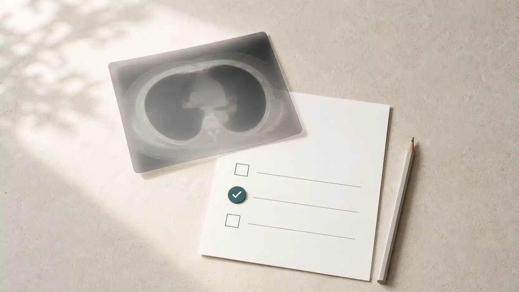 Coronary CT image beside a simple decision checklist